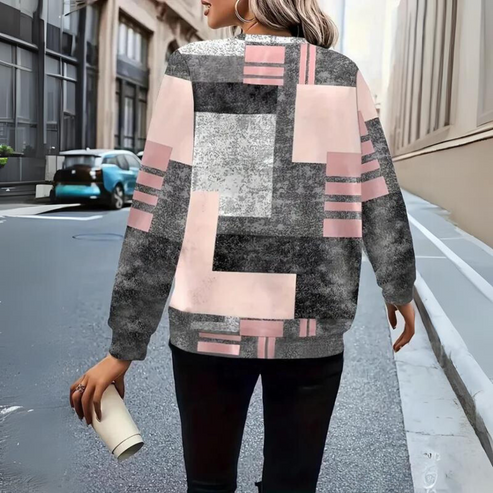 Blok Afdrukken Sweatshirt voor Dames Detail