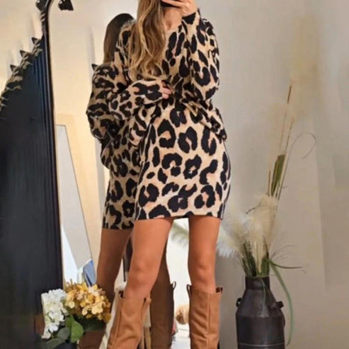 Dames Mini Jurk Luipaardprint